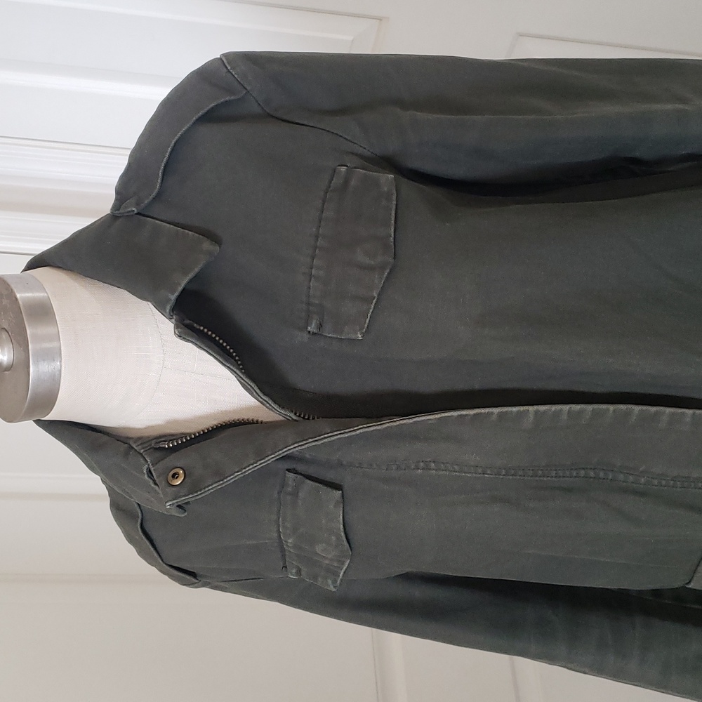 H&M Olive Green Lightweight Utility Field Jacket Oversized Minimalist Size 0P - Picture 6 of 11